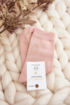 Women's Plain Socks with Cat Pink