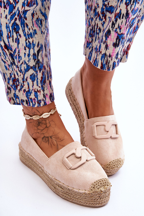 Espadryle Damskie Klasyczne Platforma Beżowe Maurine