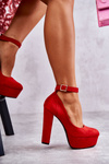 Suede Pumps On The Platform Red Rivia