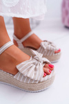 Women's Platform Platform Anchor Sandals With Bow Tie Beige Bounce