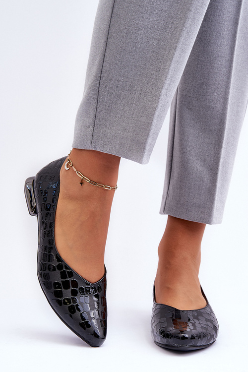 Leather Ballet Flats Black Vaani