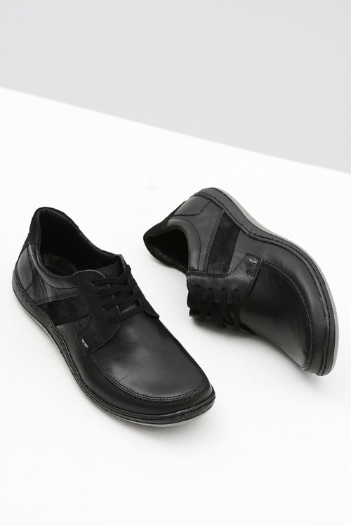 Men's Leather Classic Black Rocco Half Boots