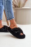 Furry Women's Slippers On Thick Sole Black Lavitera