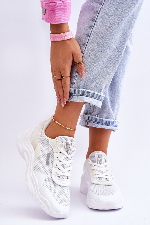 Women's Fabric Sports Shoes Memory Foam System Big Star LL274A064 White