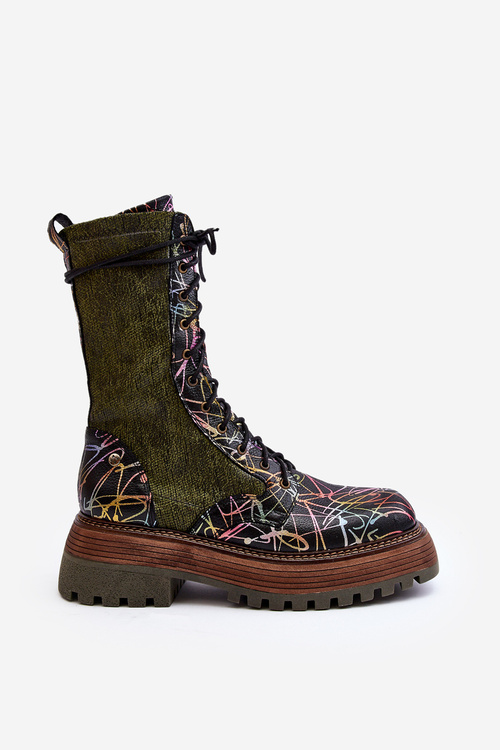 Women's Leather Work Boots Maciejka 06203-09 Multicolor