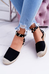Black Suede Ballerina Espadrilles with Studs Christelle