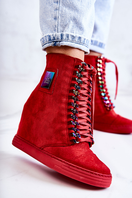 Women's Sneakers Lu Boo With Chains Suede Multi-Red Monica