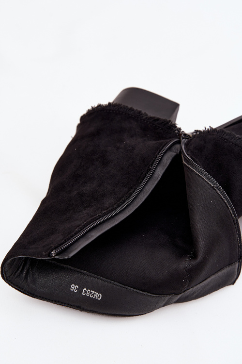 Women's Block Heel Boots with Turned Up Shaft Black Idalia