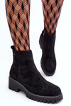 Suede Flat Heel Boots with Padded Insoles Black Neafgi