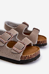Children's Sandals on Cork Platform with Velcro Closure in Grey Rorria