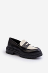 Women's loafers with flat heel and platform black Kaldira