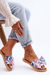 Women's Slippers With A Fabric Bow White Blossom