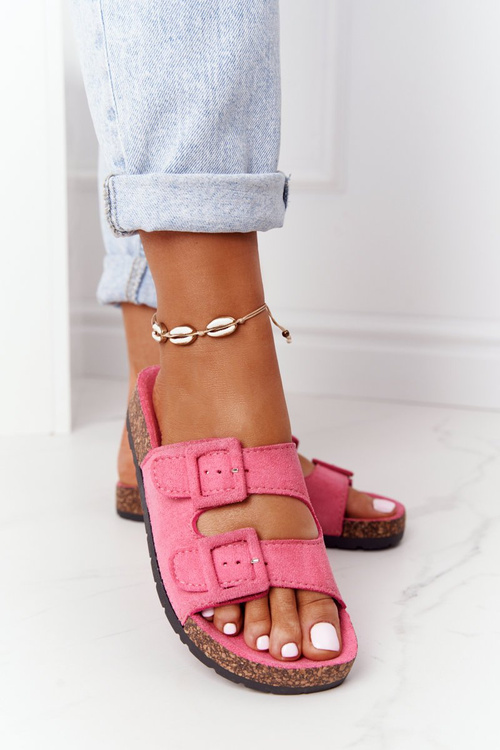 Suede Slippers On The Cork Sole Pink Jennifer