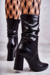 Leather Boots On High Heel Laura Messi 2560 Black
