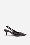 Lacquered High Heels With Open Heel Black Talira