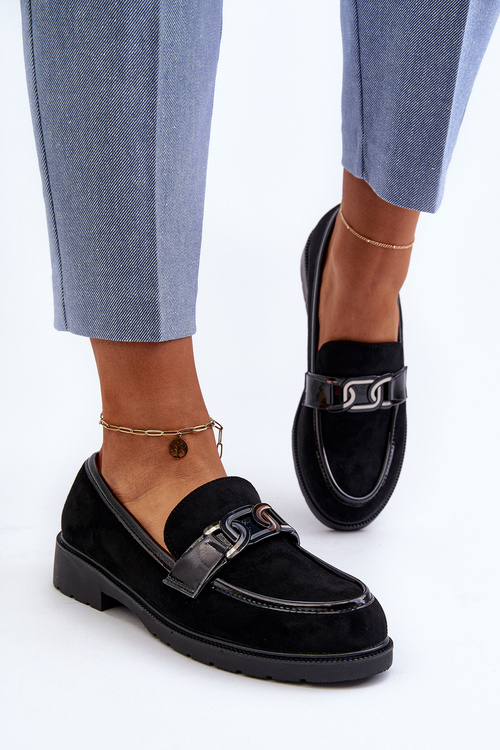 Mokasyny Damskie Zamszowe Czarne S.Barski HY350A