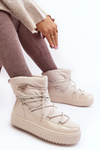Women's Snow Boots with Platform and Tie Beige Fleure
