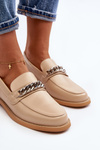 Women's Eco Leather Moccasins with Chain Beige Nohlies