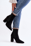 Women's Black Ankle Boots with Heel Tapara