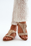 Flat Women's Sandals with Decoration S.Barski KV27-051 Gold