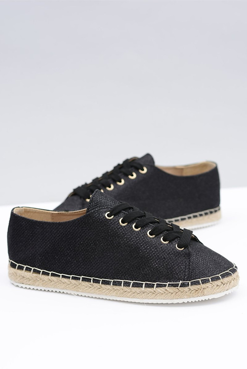 Lu Boo | Black Brocade Fairy Linen Espadrilles