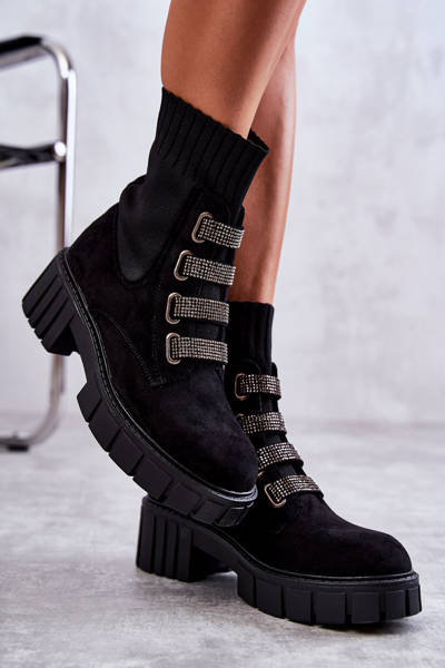 Suede Slip-On Socks Boots Black Hope