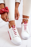 Women's Leather Sneakers White and Red Mikayla