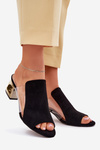 Ladies Slippers On Golden Heel Black Tessira