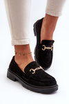 Women's black faux suede moccasins with gold decoration Lighas