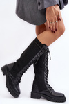 Women's lace-up boots with elastic upper black Virxinia
