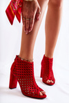 Botki Ażurowe Zamsz Czerwone Jenissa