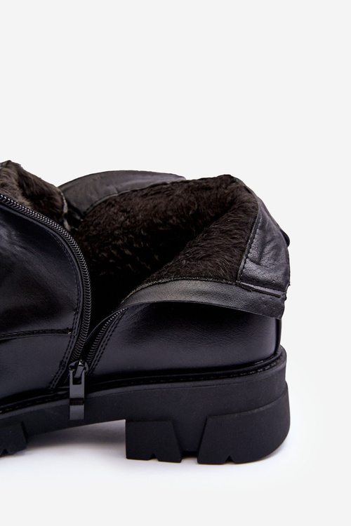 Low Embellished Leather Boots With Zipper Black Escika