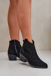 Perforated Cowboy Boots With Zipper Eco Suede S.Barski HY51-061 Black