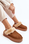 Leather Suede Slippers Women On Platform With Fur Camel Sophienne