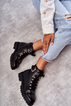 leather boots with a decorative belt Black Sabine