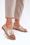 Leather Elegant Ballet Flats With Open Toes Beige Zazoo 1865