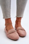 Shiny Women's Moccasins with Chain Pink Aredilla