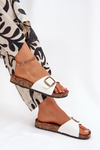 Women's Cork Platform Sandals With Buckle White Vianara