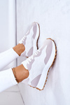 Classic Sports Shoes Tied White and Beige Patrice