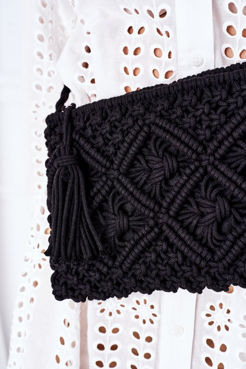 Macrame Messenger Bag BRUNO ROSSI Black