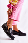 Leather Wedge Moccasins La.Fi Black Alannah