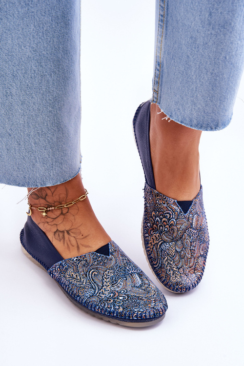 Baleriny Damskie Skóra Granatowe Maciejka 01930-103