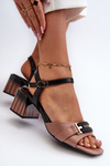 Elegant Women's Sandals with Block Heels Pink Natissa