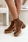 Women's Insulated Heeled Boots Eco Suede Brown Irissinae