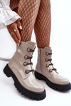 Women's Quilted Boots with Ornamental Buttons D&A MR870-51 Light beige