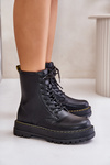 Warm Ankle Boots Workers Made of Eco Leather with Zipper Black Naleli