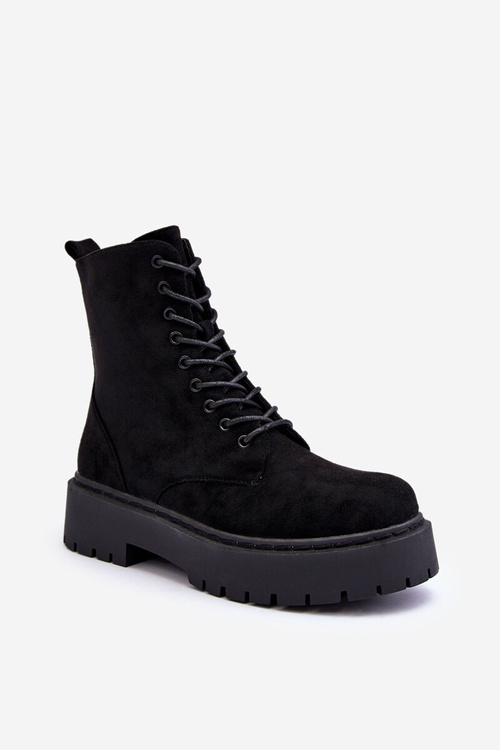Women's Suede Ankle Boots Black Dearia