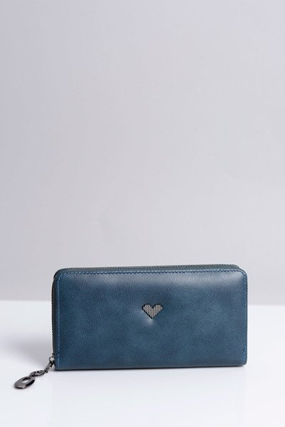 Large Ladies Navy Blue Wallet with Heart