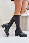 Knee High Eco Leather Heeled Boots Vinceza 58332 Black