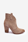 Suede Cowboy Boots On The Heel Beige Tanner